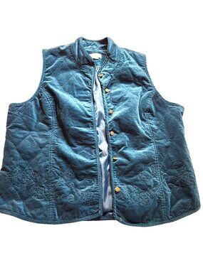 Quilted vest City Blues By Koret Teal blue XL Cotton blend fall autumn womens
